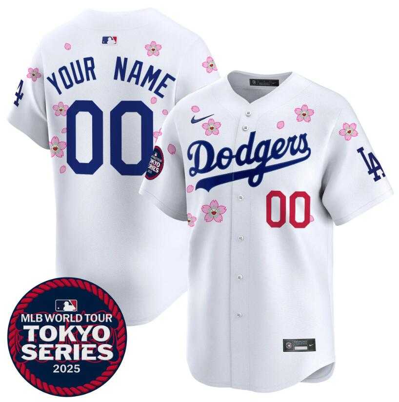 Mens Los Angeles Dodgers Active Player Custom White 2025 Tokyo Series Limited Stitched Baseball Jersey